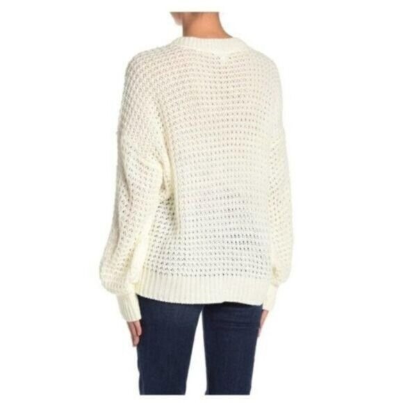 Abound Open Knit Crew neck‎ Pullover Sweater Ivory White XXS NWT - Picture 3 of 10